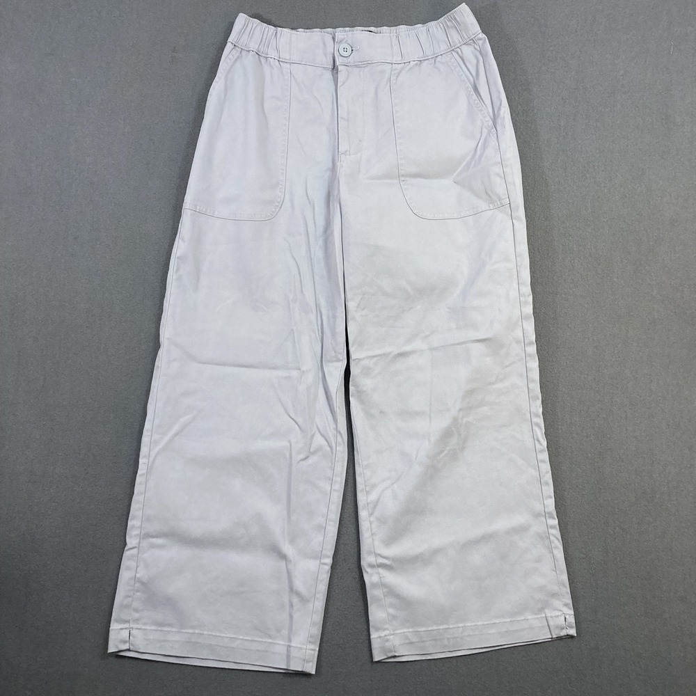 Lee Utility Crop Pants Gray Wash Size 8 Elastic Waist 90s Casual Utility Grunge